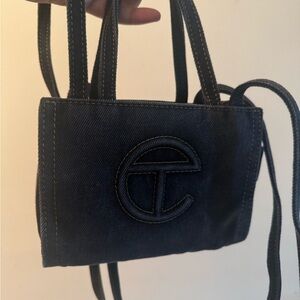 Telfar small Black Denim Shopper